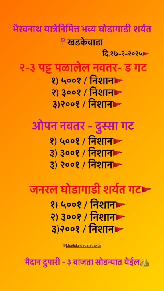 भैरवनाथ यात्रेनिमित्त भव्य घोडागाडी शर्यत -खडकेवाडा
